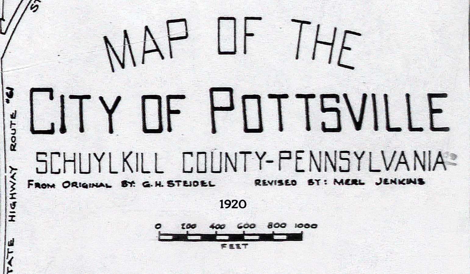 1920 Map of Pottsville Schuylkill County Pennsylvania