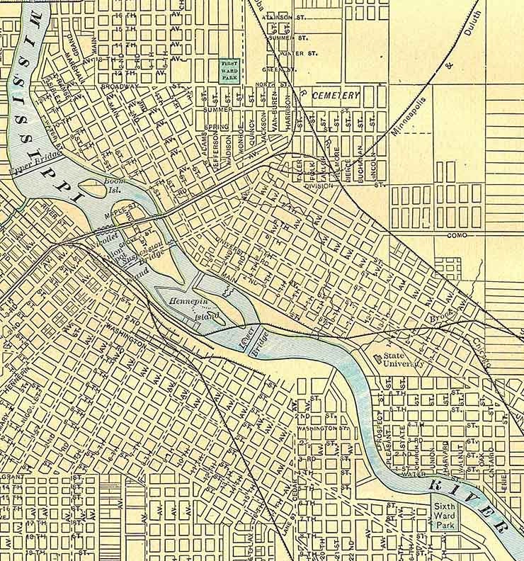 Antique 1906 ST PAUL MINNESOTA Map 22x14 ~ Old Original COMO PARK  CONSERVATORY