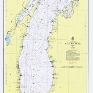 1957 Mapa náutico del lago Michigan