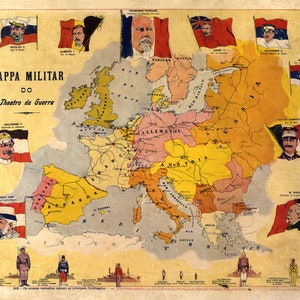 1914 Kaart van Europa Militair Oorlogstheater