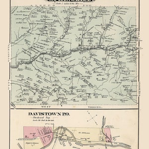 1876 Map of Springhill Township Greene County Pennsylvania