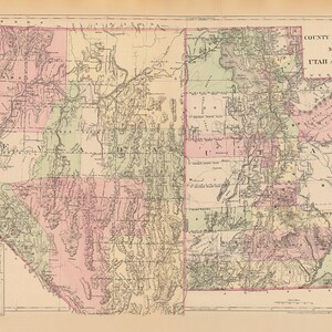 Carte du comté et du canton de l'Utah et du Nevada de 1881