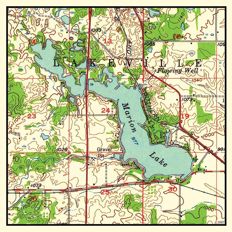 1957 Map of Marion Lake Minnesota Etsy