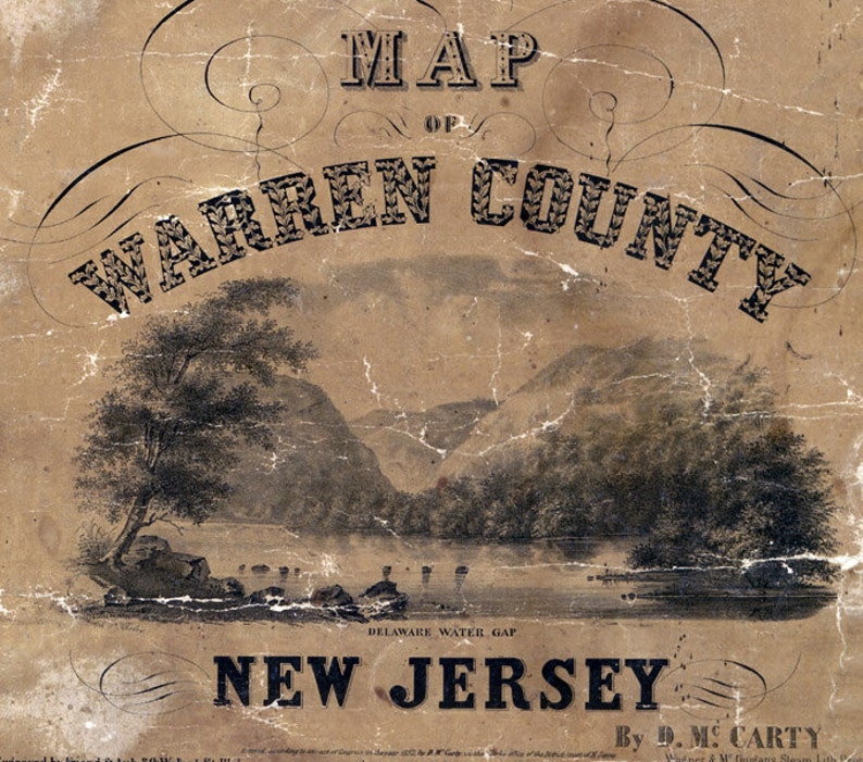 1852 Map of Warren County New Jersey Etsy