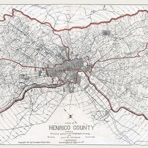 1911 Carte du comté de Henrico en Virginie