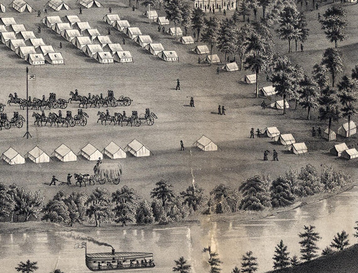1880 Panoramic Map of Camp Foster Cuahoga Falls Ohio Etsy