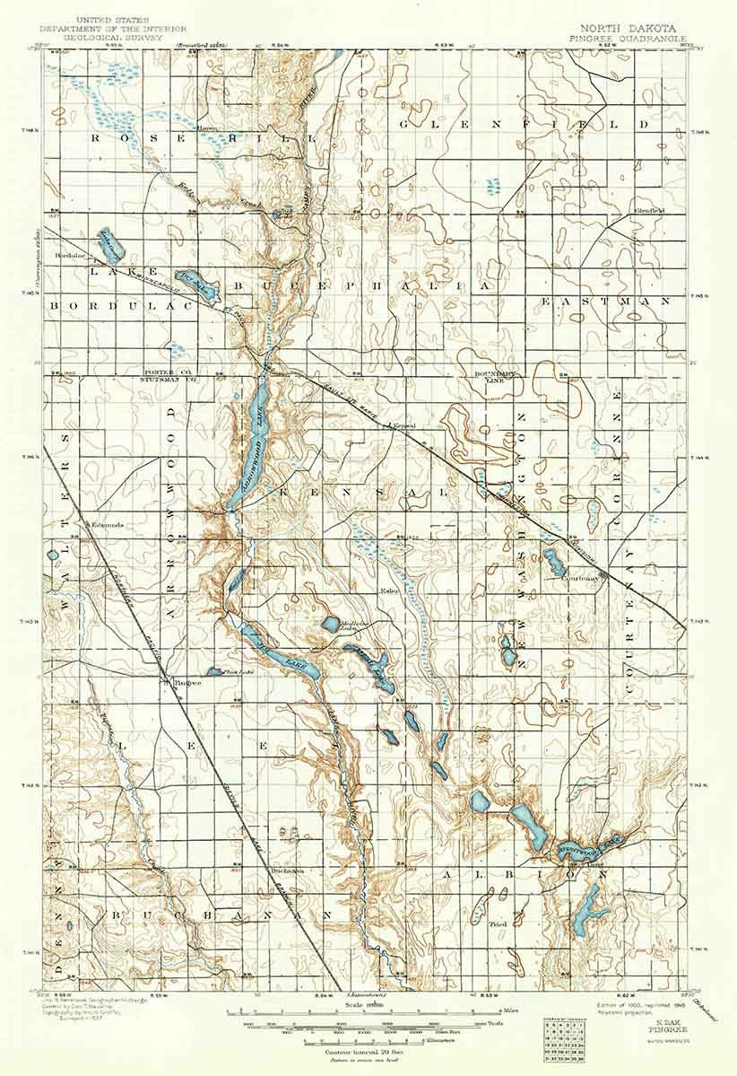 1900 Topo Map of Pingree North Dakota Etsy