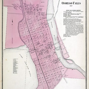 1867 Map of Oswego Falls Oswego County New York
