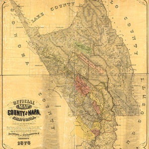 1876-Karte von Napa County, Kalifornien