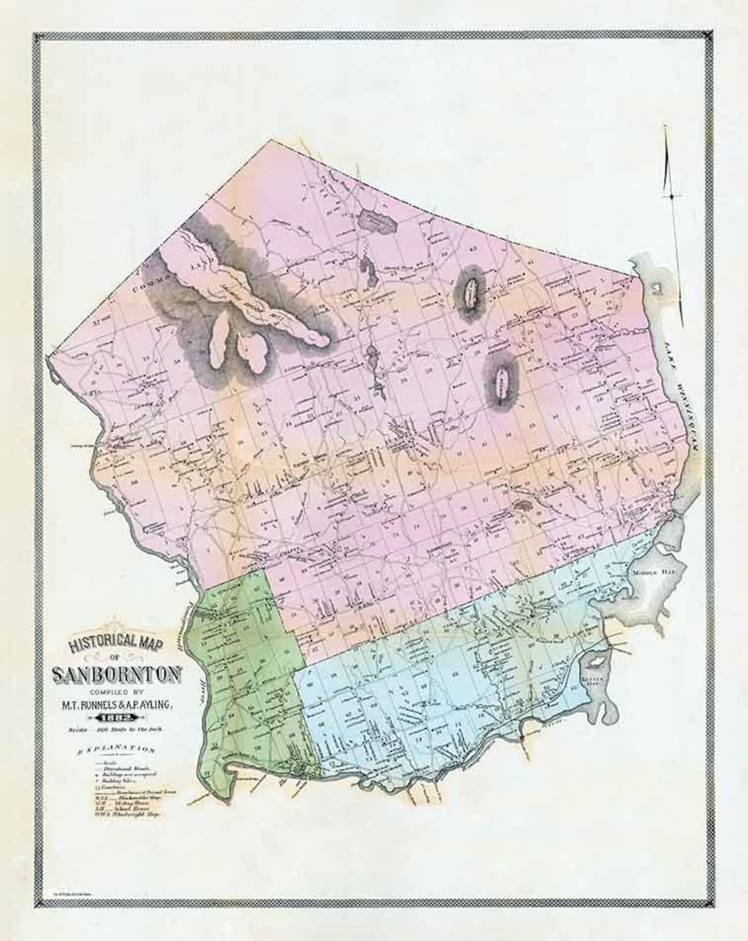 1882 Map of Sanbornton New Hampshire Etsy