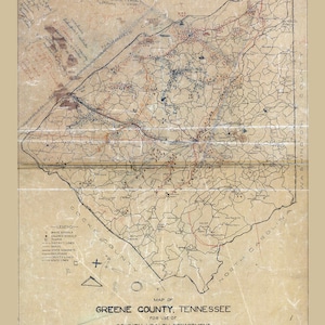 Carte du comté de Greene, Tennessee, 1929