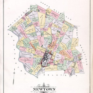 1891 Map of Newtown Township Bucks County Pennsylvania image 1