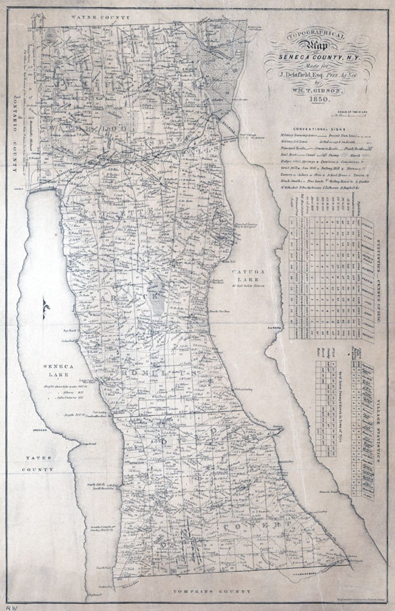 1850 Map of Seneca County New York Etsy