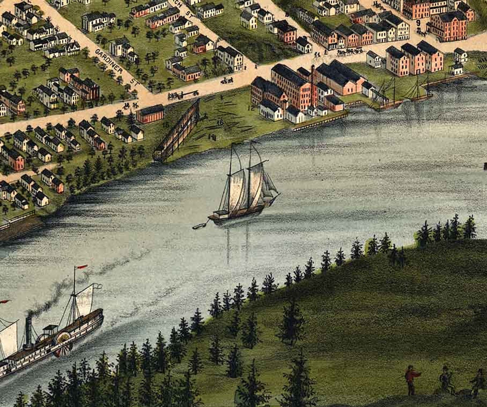 1878 Panoramic Map of Richmond Sagadahoc County Maine - Etsy