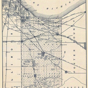 Carte 1890 du comté de Lake dans l'Indiana