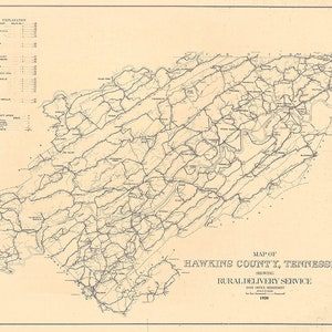 1920 Map of Hawkins County Tennessee