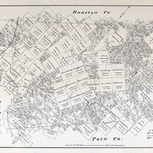 1879 Farm Line Map du comté de Trinity au Texas
