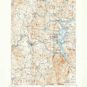 1902 Topo Map of Sunapee New Hampshire Quad Lake Sunapee