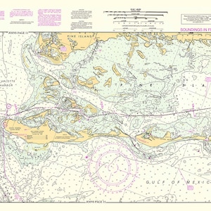 Carta náutica de 1996 de Pine Island Sound, Florida, al norte de la isla Captiva