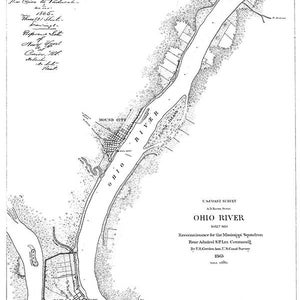 1865 Map of the Ohio River where it meets the Mississippi