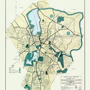 Stadskaart uit 1924 van Wakefield Massachusetts afbeelding 1