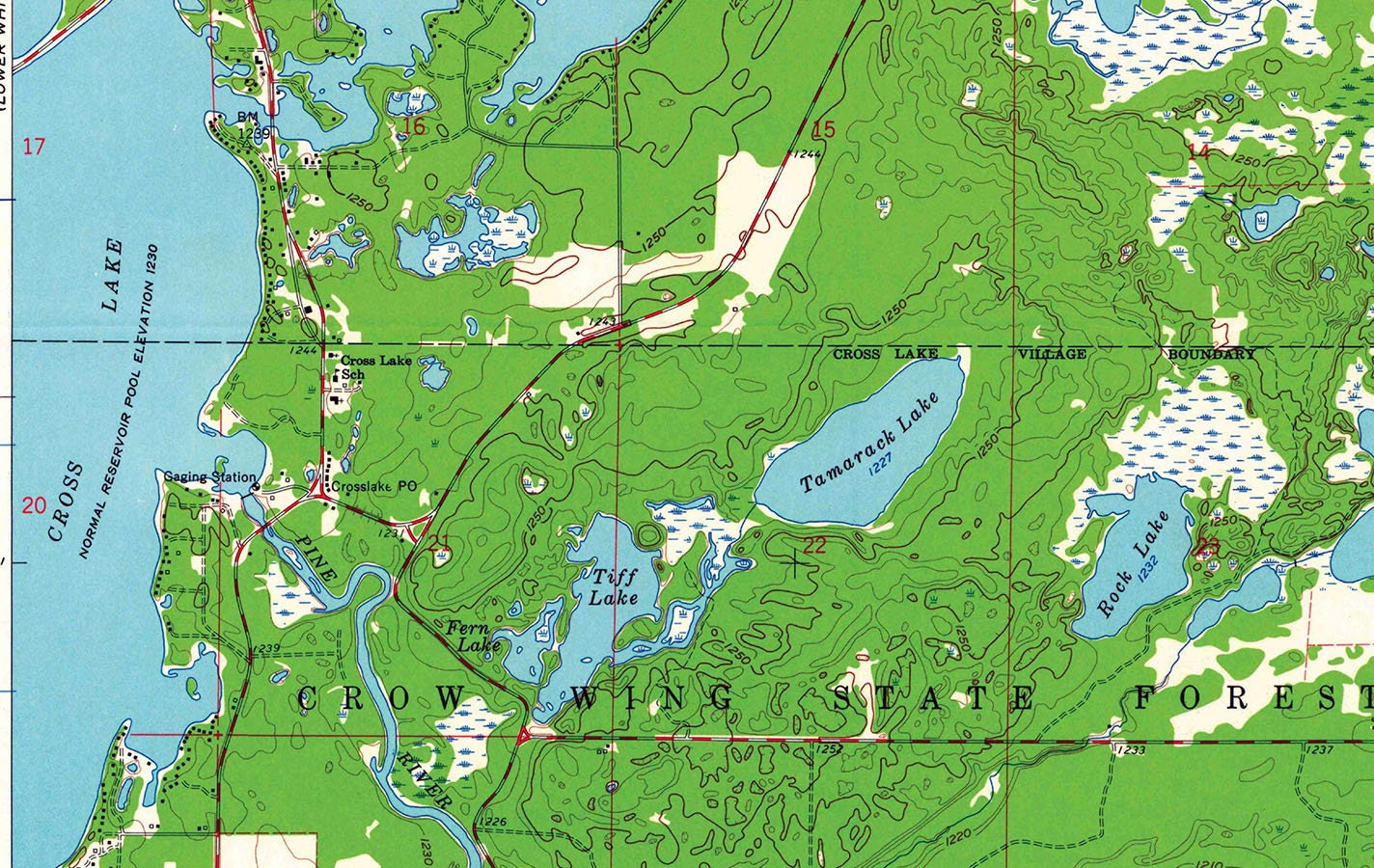Mapa Topo de 1960 de Cross Lake Minnesota Quadrangle Etsy