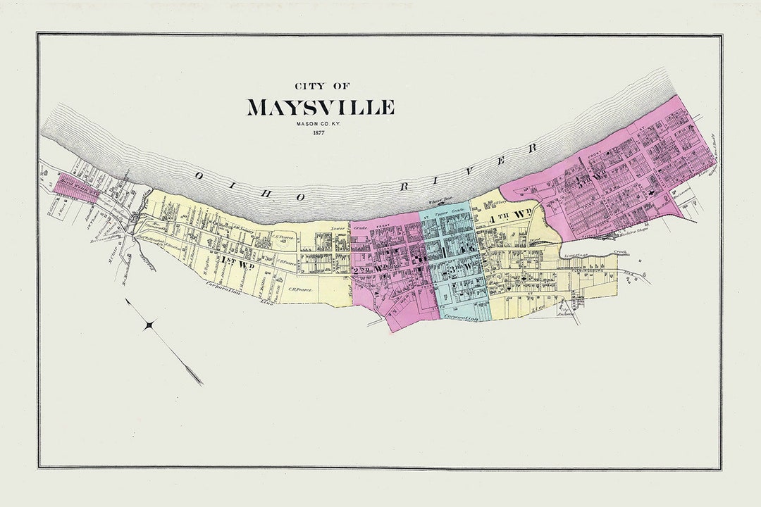 1877 Town Map of Maysville Mason County Kentucky Etsy