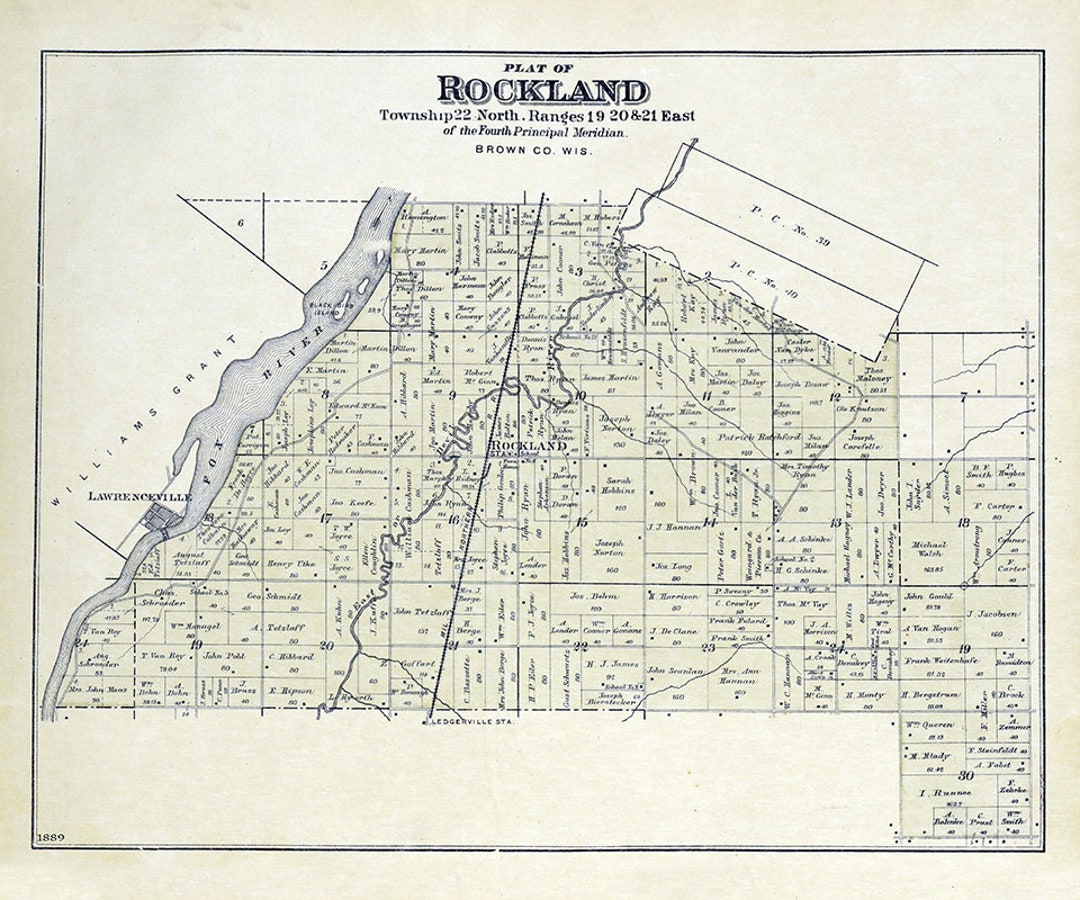 1889 Map of Rockland Township Brown County Wisconsin Etsy