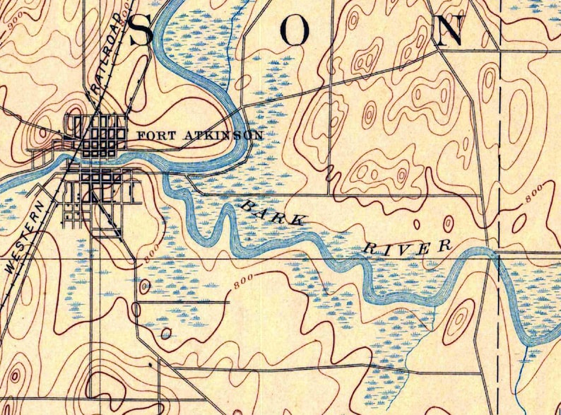 1891 Topo Map of Koshkonong Wisconsin Lake Koshkonong Etsy