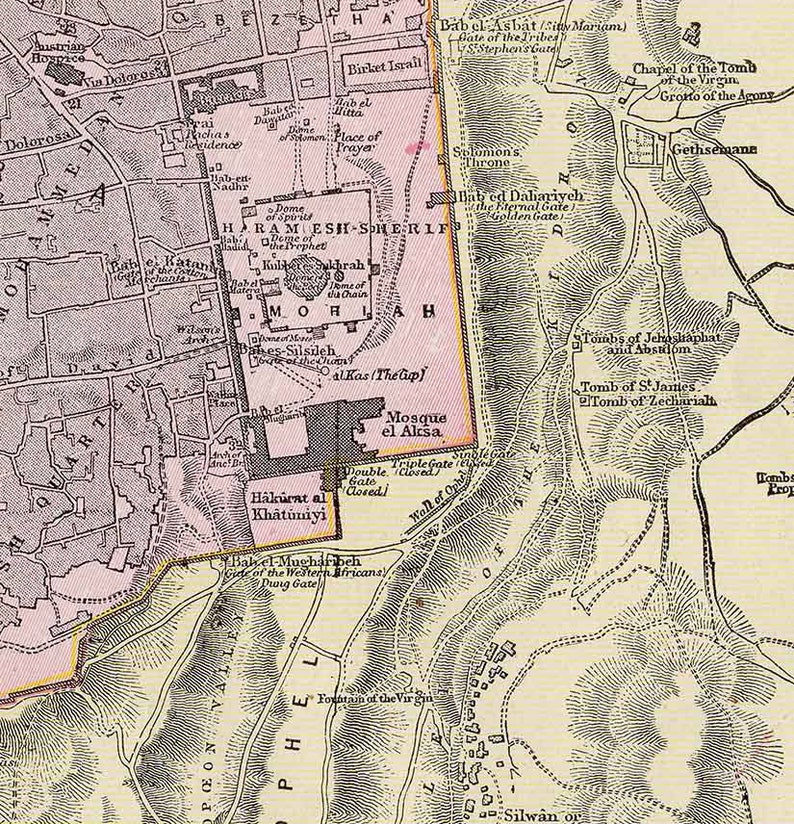 1900 Map of Jerusalem Akra Moriah - Etsy