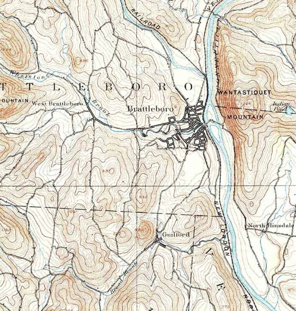 1891 Topo Map of Brattleboro Vermont Quadrangle - Etsy