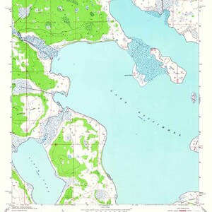 1952 Topo Karte von Lake Weohyakapka Florida Quadrangle Lake Kissimmee