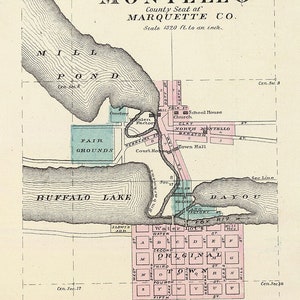 1878 Town Map of Montell Marquette County Wisconsin
