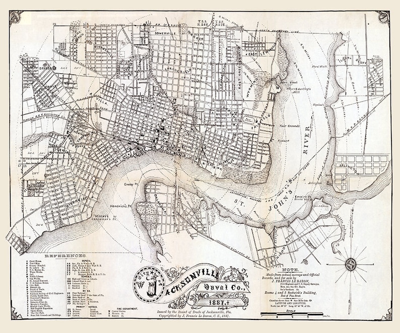 1887 Map of Jacksonville Florida | Etsy