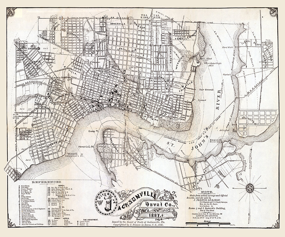 1887 Map of Jacksonville Florida Etsy