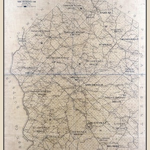 Carte du comté de Jasper, Géorgie, 1909