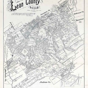 1879 Farm Line Map du comté de Leon au Texas