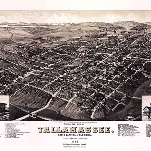1885 Panoramakarte von Tallahassee Florida