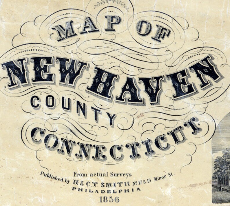 1856 Map Of New Haven County Connecticut Genealogy Etsy