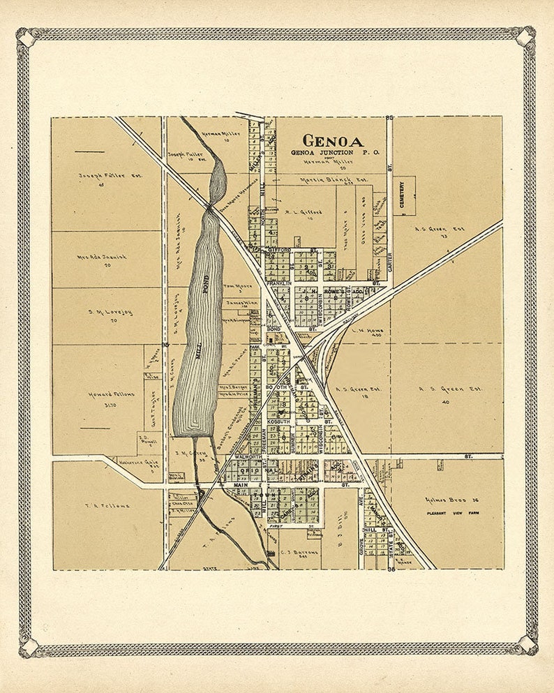 1907 Town Map of Genoa Walworth County Wisconsin Etsy