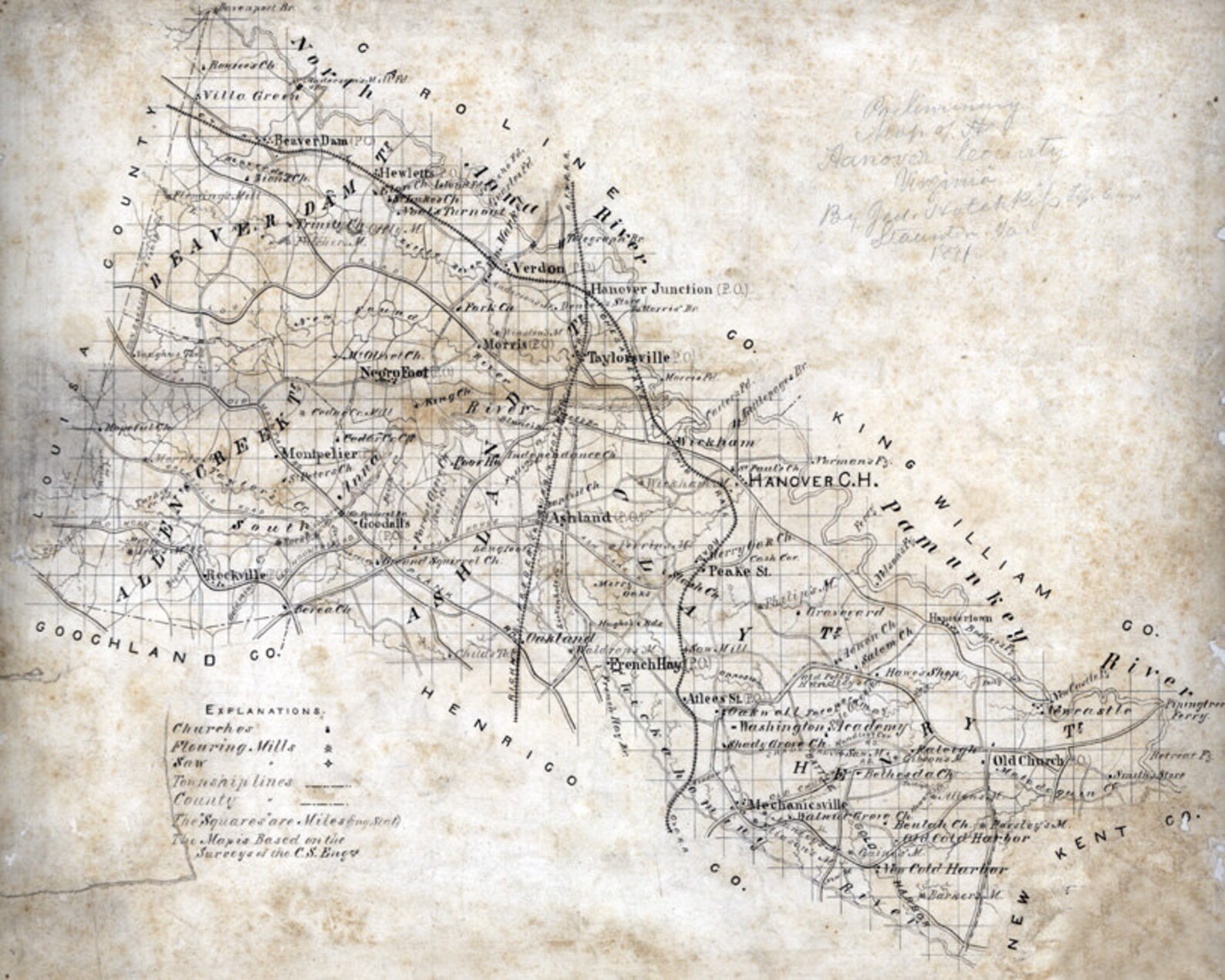 1871 Map of Hanover County Virginia Etsy