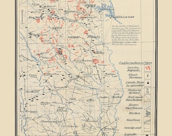 1912 Map of East Texas Oil Fields and Iron Ore Deposits