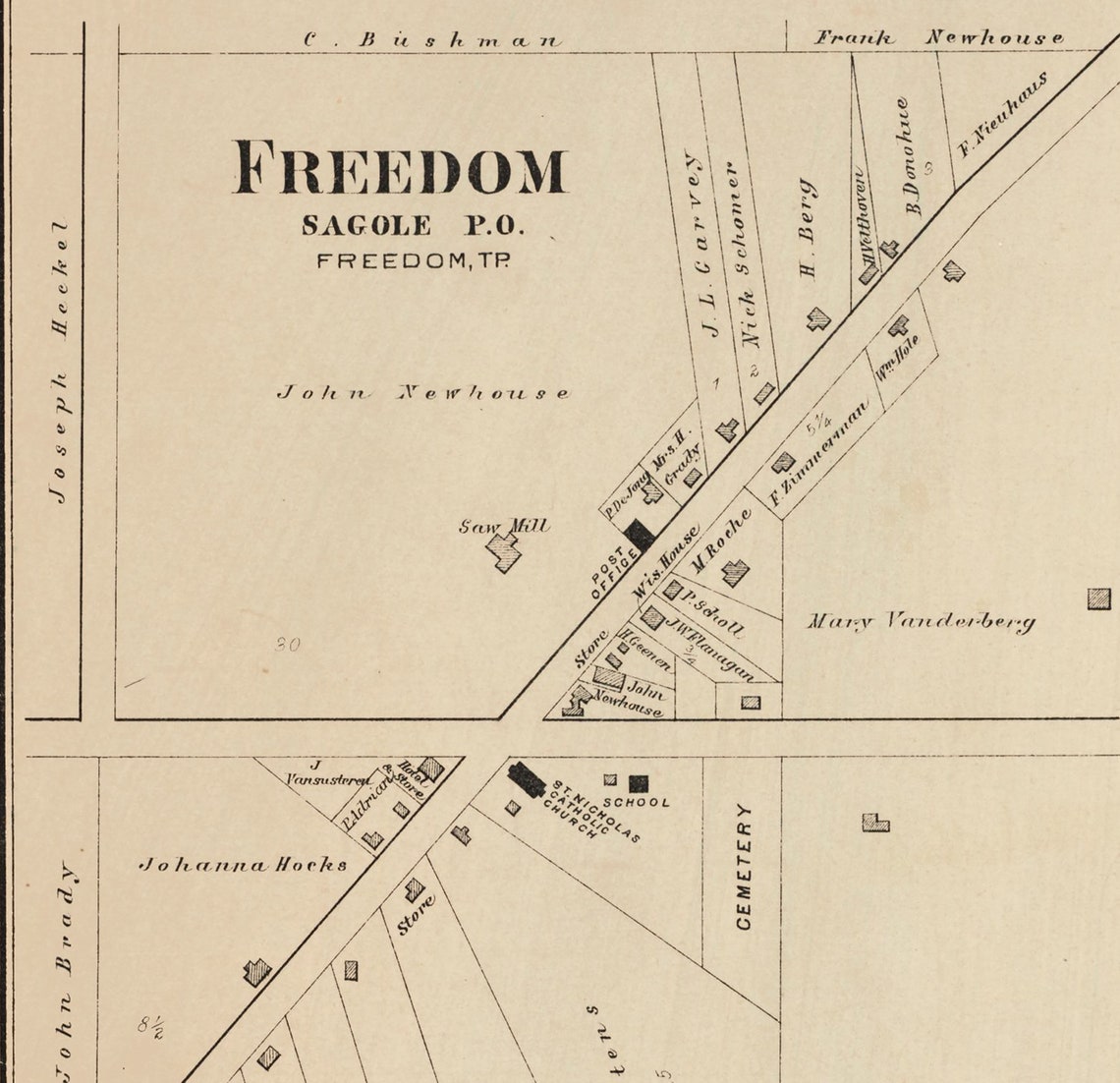 1889 Map of Buchanan Township Outagamie County Wisconsin Etsy
