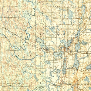 1909 Kaart van Oconomowoc Wisconsin Meren en Watertown