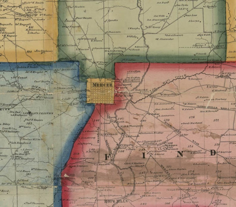 1860 Farm Line Map of Mercer County Pa From Actual Surveys Etsy