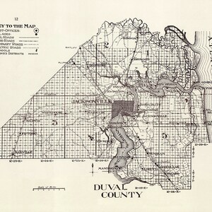 1914 Map of Duval County Florida Jacksonville