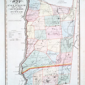 1841 Map of Dutchess and Putnam County New York