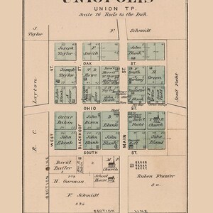 1880 Town Map of Uniopolis Auglaize County Ohio