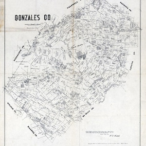Carte 1880 du comté de Gonzales au Texas