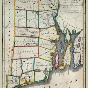 1814 Karte von Rhode Island